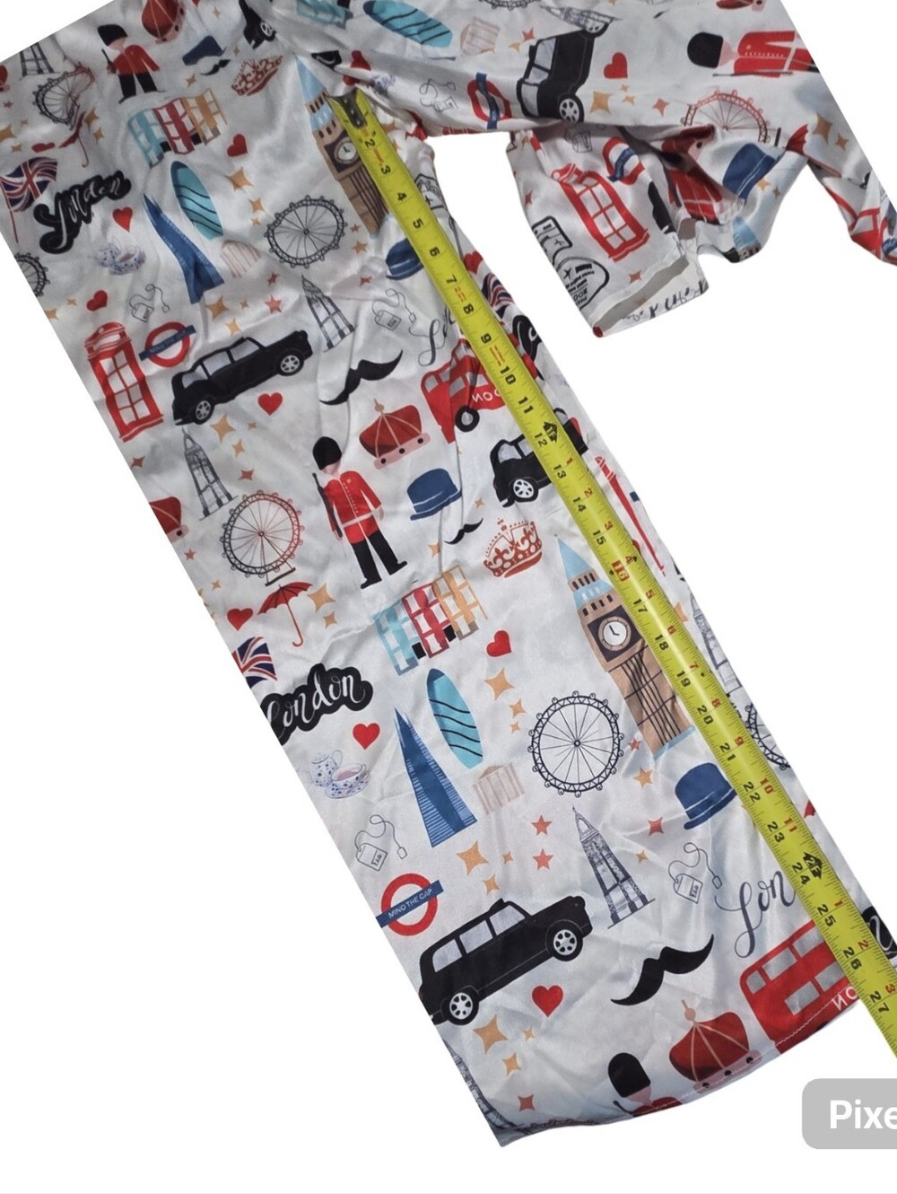 White Pajama Set London Icons Travel Vacation Resortwear Sleepwear Lounge - Picture 14 of 15